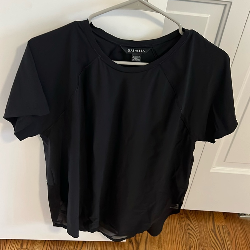Athleta black t-shirt with mesh detail (Large)